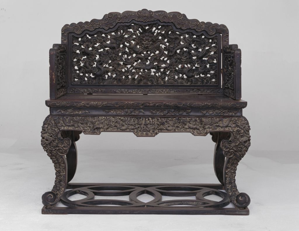 图片[1]-Rosewood Carved Cloud Dragon Pattern Throne-China Archive